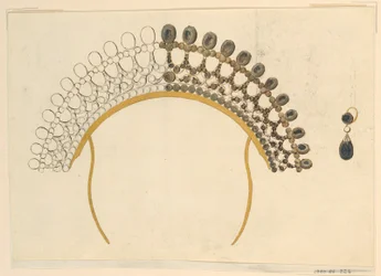 Zeichnung, Entwurf für einen Kamm und Ohrring, ca. 1815